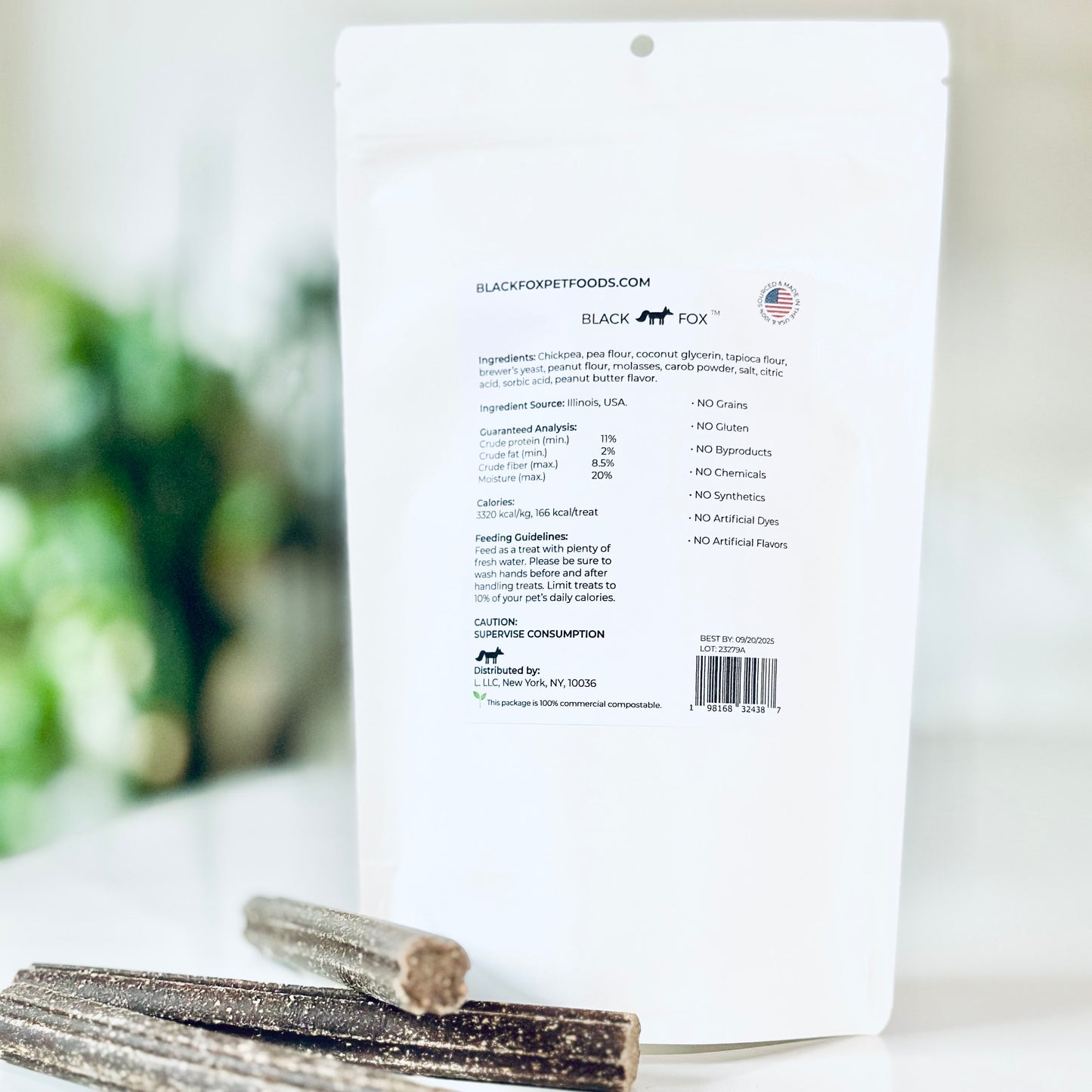 Peanut Butter & Carob Vegan Dental Treat Sticks for Dogs | 2.2 lb
