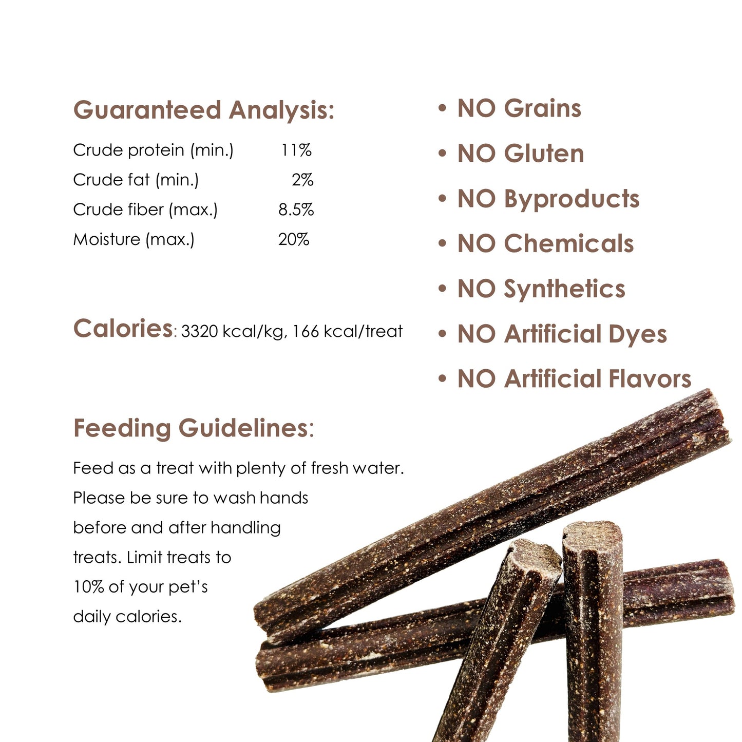 Peanut Butter & Carob Vegan Dental Treat Sticks for Dogs | 2.2 lb