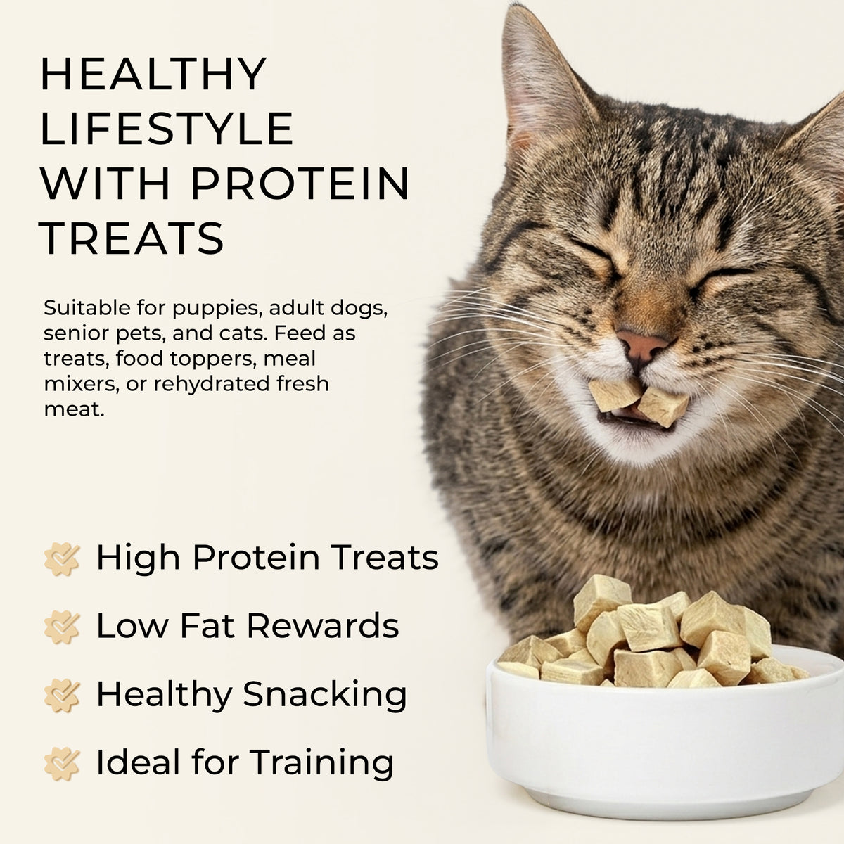 Freeze-Dried Chicken Breast Training Treats Snacks for Dogs & Cats