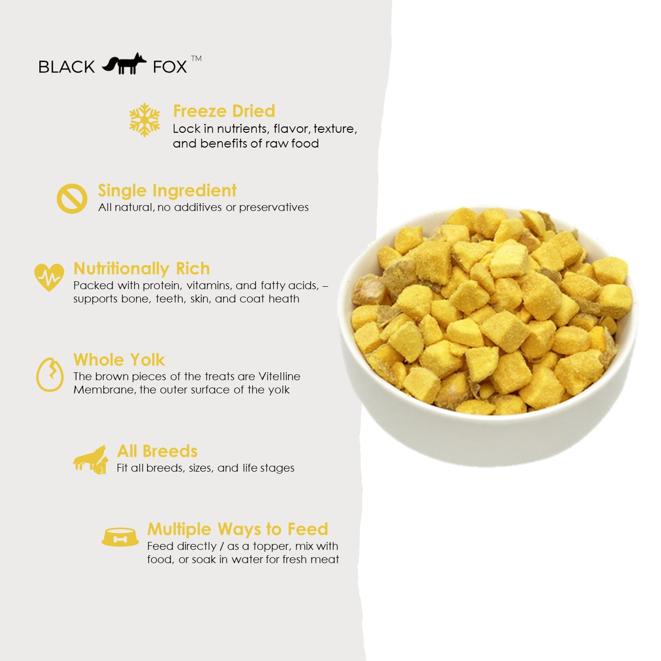 BLACK FOX Freeze Dried Egg Yolk Treats for Dogs Cats